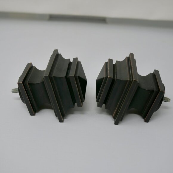 Annie Selke Square Oil Rubbed Bronze Finials Set of 2 Discontinued NEW NIB - Picture 6 of 8